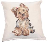 textile idea Housse de coussin, 45 x 45 cm, tapisserie avec motif, housse de coussin, coussin décoratif, coussin de canapé, motif Mini Yorkshire Terrier, 1 pièce