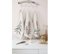 textile idea - Lot de 3 torchons en lin mélangé 46x60 cm, torchons de cuisine, Petits torchons 60% lin, 40% coton, torchon avec crochet - Provence, 3 pièces.