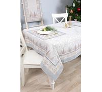 textile idea Nappe de table Gobelin « Forêt mystérieuse » 140 x 240 cm - Motif forêt hivernale - Décoration de table de Noël discrète et élégante sans lurex - Linge de table durable de qualité