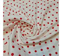 Textile Station Tissu 100 % popeline de coton, imprimé blanc, 111,8 cm de large, disponible en 4 couleurs, vendu au mètre (pois rouges)