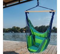 Chaise suspendue d'extérieur sans cadre, balançoire suspendue en coton et bois dur