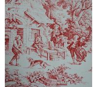 Textiles français Tissu de Coton imprimé | Toile de Jouy (Rouge) | Largeur: 140cm (1 mètre)