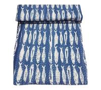 TEXTILESTORES Couvre-lit en coton avec imprimé poisson bleu indigo indien pour la maison Motif bloc à la main