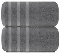 TEXTILESY Lot de 2 draps de bain super jumbo premium 100 % coton égyptien peigné 100 x 200 cm - 600 g/m² Serviettes de bain grandes et super douces (Coton, Gris anthracite)