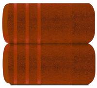 TEXTILESY Lot de 2 draps de bain super jumbo premium 100 % coton égyptien peigné 100 x 200 cm - 600 g/m² Serviettes de bain grandes et super douces (Coton, Orange)