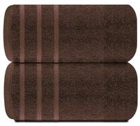 TEXTILESY Lot de 2 serviettes de bain super jumbo Premium 100 % coton égyptien peigné 100 x 200 cm - 600 g/m² Serviettes de bain grandes super douces (Coton, Chocolat)