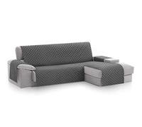 Textilhome - Housse de Canapé d’Angle Malu, Chaise Longue Droite 240 cm, Protège-Canapé Réversible Universel avec Rembourrage, Idéal pour résistante aux Animaux, Couleur Grey