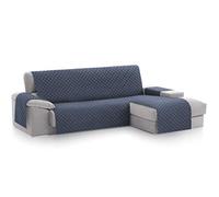 Textilhome - Housse de Canapé d’Angle Malu, Chaise Longue Droite 240 cm, Protège-Canapé Réversible Universel avec Rembourrage, Idéal pour résistante aux Animaux, Couleur Bleu