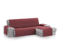 Textilhome - Housse de Canapé d’Angle Malu, Chaise Longue Droite 240 cm, Protège-Canapé Réversible Universel avec Rembourrage, Idéal pour résistante aux Animaux, Couleur Rouge