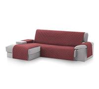 Textilhome - Housse de Canapé d’Angle Malu, Chaise Longue Gauche 240 cm, Protège-Canapé Réversible Universel avec Rembourrage, Idéal pour résistante aux Animaux, Couleur Rouge