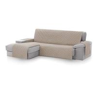 Textilhome - Housse de Canapé d’Angle Malu, Chaise Longue Gauche 240 cm, Protège-Canapé Réversible Universel avec Rembourrage, Idéal pour résistante aux Animaux, Couleur Beige