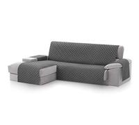 Textilhome - Housse de Canapé d’Angle Malu, Chaise Longue Gauche 240 cm, Protège-Canapé Réversible Universel avec Rembourrage, Idéal pour résistante aux Animaux, Couleur Grey