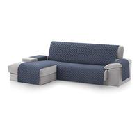 Textilhome - Housse de Canapé d’Angle Malu, Chaise Longue Gauche 240 cm, Protège-Canapé Réversible Universel avec Rembourrage, Idéal pour résistante aux Animaux, Couleur Bleu