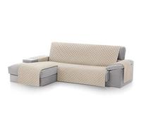 Textilhome - Housse de Canapé d’Angle Malu, Chaise Longue Gauche 240 cm, Protège-Canapé Réversible Universel avec Rembourrage, Idéal pour résistante aux Animaux, Couleur Ivoire