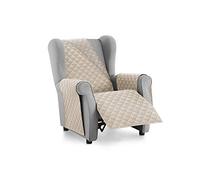 Textilhome Housse de Canapé Malu, 1 Place - Housse de Fauteuil Relax et Oreiller Réversible, Protège Canapé Matelassé Contre Les Griffures. Couleur Ivoire