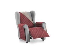 Textilhome Housse de Canapé Malu, 1 Place - Housse de Fauteuil Relax et Oreiller Réversible, Protège Canapé Matelassé Contre Les Griffures. Couleur Rouge