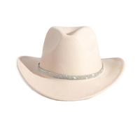 Textiluna Chapeau de Cow-Boy à Strass Brillant à Large Bord for fête(Light Beige)
