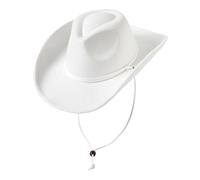 Textiluna Chapeau De Cow-Boy Rétro en Feutre À Bord for Femme Et Homme, Style Western, avec Cordon Coupe-Vent(White,Large-X-Large)