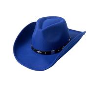 Textiluna Chapeau de Cow-Boy Western Classique en Feutre à Bord avec Boucle de Ceinture for Homme et Femme(Navy Blue,Medium-Large)