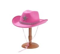 Textiluna Chapeau de Cowboy en Paille for Homme et Femme, avec Bande Concho, Chapeau de Soleil à Large Bord, for Les fêtes sur la Plage et Les activités de Plein air(Pink)