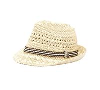 Textiluna Chapeau De Paille Fait Main for Femme, Style Bohème, Style Fedora, Chapeau De Soleil, Style Jazz, Style Gangster (Taille : 58cm)(Light Beige)