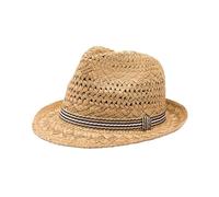 Textiluna Chapeau De Paille Fait Main for Femme, Style Bohème, Style Fedora, Chapeau De Soleil, Style Jazz, Style Gangster (Taille : 58cm)(Dark Beige)