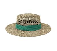 Textiluna Chapeau de Plage Vintage for Femme, Chapeau de Paille tissé à la Main en jonc de mer, Chapeau de Soleil français, Chapeau de Plage for Vacances d'été, Chapeau Panama for Homme(Green)