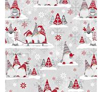 TexTrend Tissu au Mètre - Coton - 1 Mètre 160 x 100 cm - Tissu pour Couture - Enfants - Motif de Noël Lutins et Renaud Gris