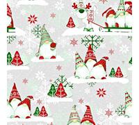 TexTrend Tissu au Mètre - Coton - 1 Mètre 160 x 100 cm - Tissu pour Couture - Enfants - Motif de Noël Lutins et Renaud Gris