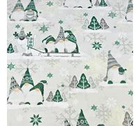 TexTrend Tissu au Mètre - Coton - 1 Mètre 160 x 100 cm - Tissu pour Couture - Enfants - Motif de Noël Lutins et Renaud Gris