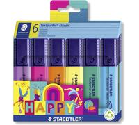 Textsurfer Classic 364 - Etui Carton 6 Surligneurs Pointe Biseau 1 À 5 Mm Assortis - Edition Happy - 364 C6 Ha[Z372]