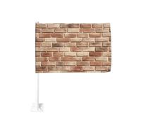 Textur Drapeau de voiture classique avec clip pour fenêtre extérieure Motif briques rouges 30 x 45 cm Double face Décoration de voiture