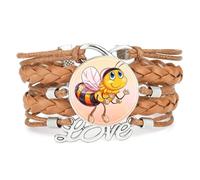 Texture,Cordon,Dessin Animé,Abeille,Défaut,Art,Réglable,Cuir,Tressé,Bra | Multistrat,Punk,Bracelet,Fait main,Offre,Bangle,Accessoire,Amie,Amoureux,Ethnique,Amitié,Anniversaire,Noël,Musique,Art