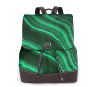 Texture de la malachite,Sac à dos imperméable pour femme, sac à dos de voyage léger en cuir PU tendance