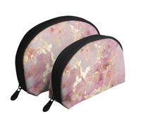 Texture de marbre Rose, Trousse de Maquillage Coquille Femme Petit Porte-Monnaie Trousse de Toilette Trousse à cosmétiques 2 pièces