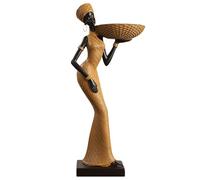 Texture de tissage - Sculptures d'art africaines - Figurines de femmes tribales - Statues vintage en résine pour décoration d'intérieur - Ornement esthétique doré - Bibliothèque et tables