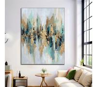 Texture des déchets peinture murale sur toile, adapté à la décoration de salon, poster Home Decor, décorationConception abstraite Sans cadre, bleu-vert