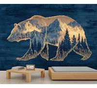 Texture en Bois - Murale de Montagne à Forme d'Ours, Décor Murale Inspiré par l'Extérieur, Parfaite pour un Bureau à la Maison et un Mur Accent de Cabine 200x140cm (Non autocollant)