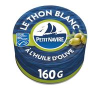 Texture fondante et parfum d’huile d’olive, thon blanc entier en conserve PETIT NAVIRE - 104 g, pêché durablement certifié MSC - Lot de 3