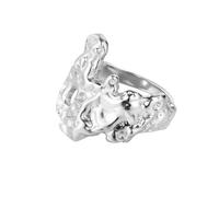 Texture fondue Argent sterling S925 Bagues empilables pour femmes Bague originale irrégulière et organique Accessoires de mode Bague épaisse ajustable pour un usage quotidien Argent