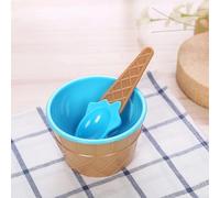 Texture gaufrée associée à une cuillère pour les portions de desserts froids, y compris pour la crème glacée, le yaourt et le gelato (bleu)