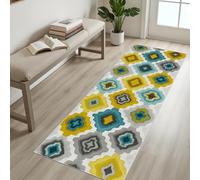 Texture Géométrique Patchwork Peinte Tapis Couloir Long Antidérapant Lavable 120x240 cm Tapis D'entrée Intérieur Géométrique Rectangulaire Cuisine Chambre Adulte Interieur Poil Ras Decoration