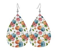 Texture légère de luxe - Convient pour un usage quotidien, boucles d'oreilles de fête, de rendez-vous, boucles d'oreilles en cuir en forme de goutte d'eau avec motif citrouille vive