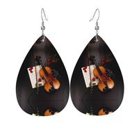 Texture légère de luxe - Convient pour un usage quotidien, fête, rendez-vous, partition de violon, boucles d'oreilles en cuir en forme de goutte