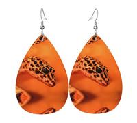 Texture légère de luxe - Convient pour un usage quotidien, les fêtes, les rendez-vous, les boucles d'oreilles en cuir imprimé léopard petit gecko en forme de larme