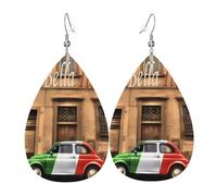 Texture légère de luxe - Convient pour un usage quotidien, une fête, un rendez-vous galant, belles boucles d'oreilles en cuir imprimé en forme de larme