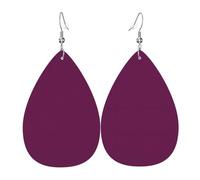 Texture légère de luxe - Convient pour un usage quotidien, une fête, un rendez-vous galant, boucles d'oreilles en cuir violet imprimé en forme de larme