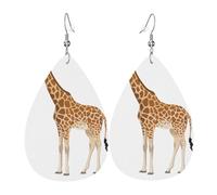 Texture légère de luxe - Convient pour un usage quotidien, une fête, un rendez-vous galant, boucles d'oreilles en cuir imprimé girafe à pois en forme de larme