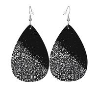 Texture légère de luxe - Convient pour un usage quotidien, une fête, un rendez-vous galant, boucles d'oreilles en cuir noir et blanc imprimé en forme de larme