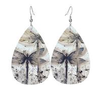 Texture légère de luxe - Convient pour un usage quotidien, une fête, un rendez-vous galant, boucles d'oreilles modernes en cuir imprimé libellule en forme de larme